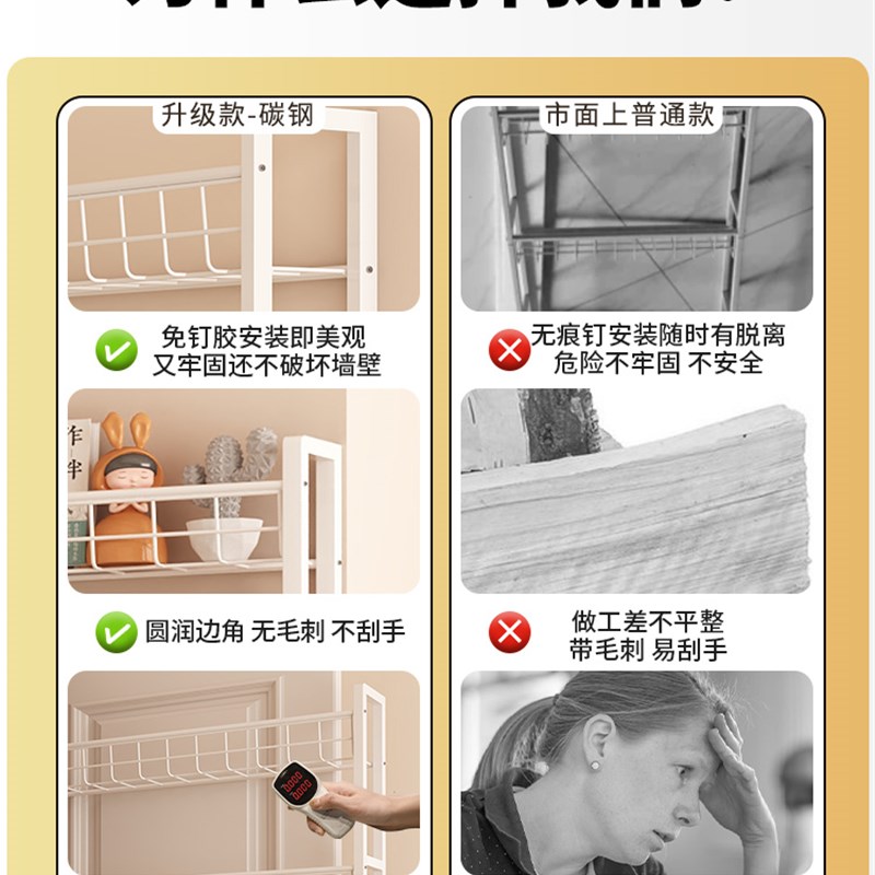 书架落地置物架门后壁挂一体靠墙铁艺儿童简易家用极窄夹缝收纳柜