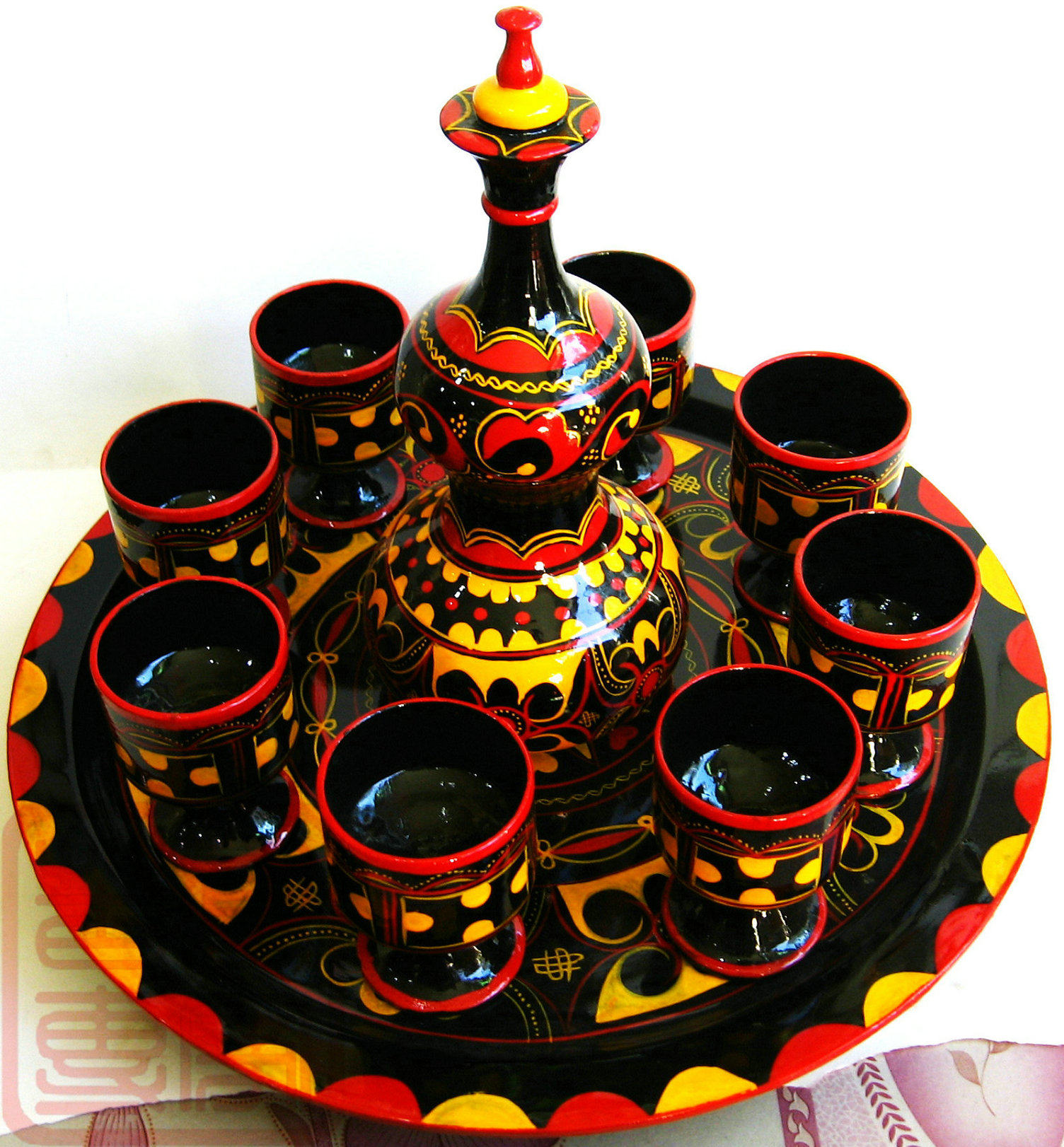 四川大凉山西昌特产彝族民间漆器彩绘纯手工艺品实木葫芦酒具摆设