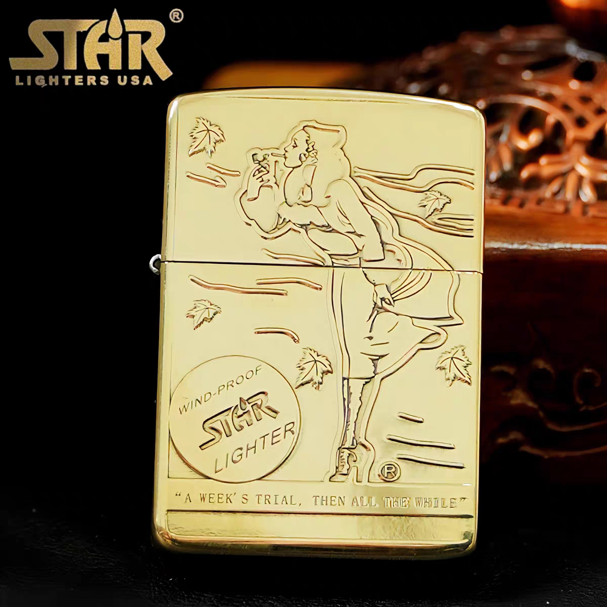 STAR恒星s41全球版黄铜精雕恒星标风女煤油打火机黄铜煤油机