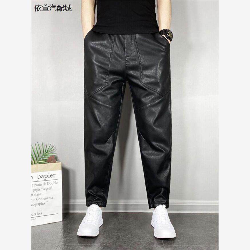 防风皮裤男2023新款加绒加厚秋冬季机车骑行裤摩托车保暖皮裤黑色