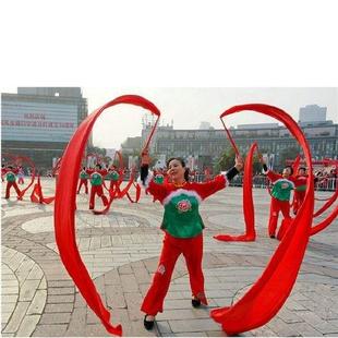 舞蹈用红绸子扭秧歌红绸带舞蹈道具绸子表演红绸带带棒广场舞彩带