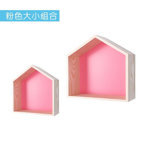 好货新免钉磁吸黑板房子型置物架粉笔玛卡龙木质收纳盒陈列展示