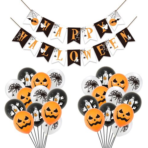 好货12inch Halloween Party Latex Balloons Set Pumpkin Spider