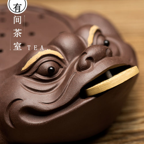 极速茶宠摆件精品紫砂金蟾壶承壶垫雕塑茶玩茶盘装饰功夫茶道配件