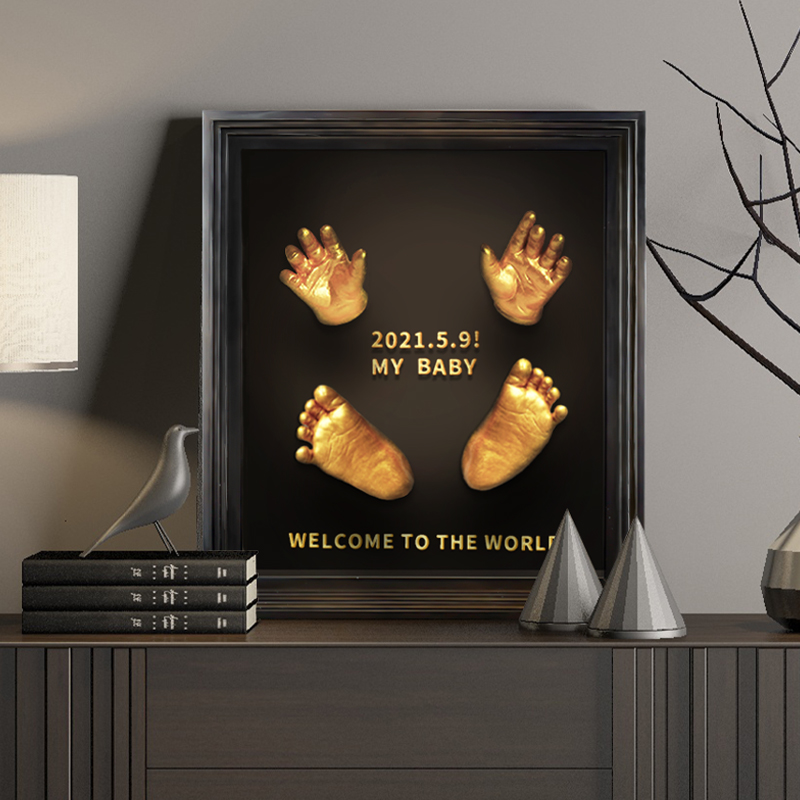 宝宝满月手足印婴儿手模脚模型新生儿百天手脚印泥胎毛纪念品礼物