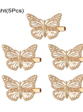 Women Hollow Vintage Hair Clips Metal Butterfly gold Hairp