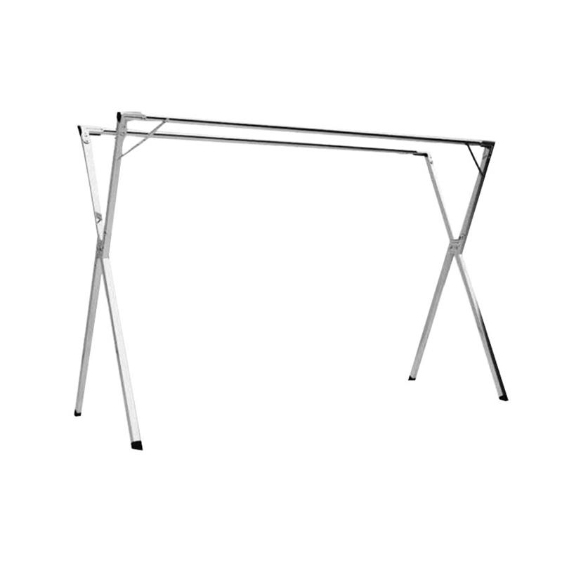 摺叠晾衣架落地室内家用阳台不锈钢衣架卧室外伸缩杆式晒被子神器