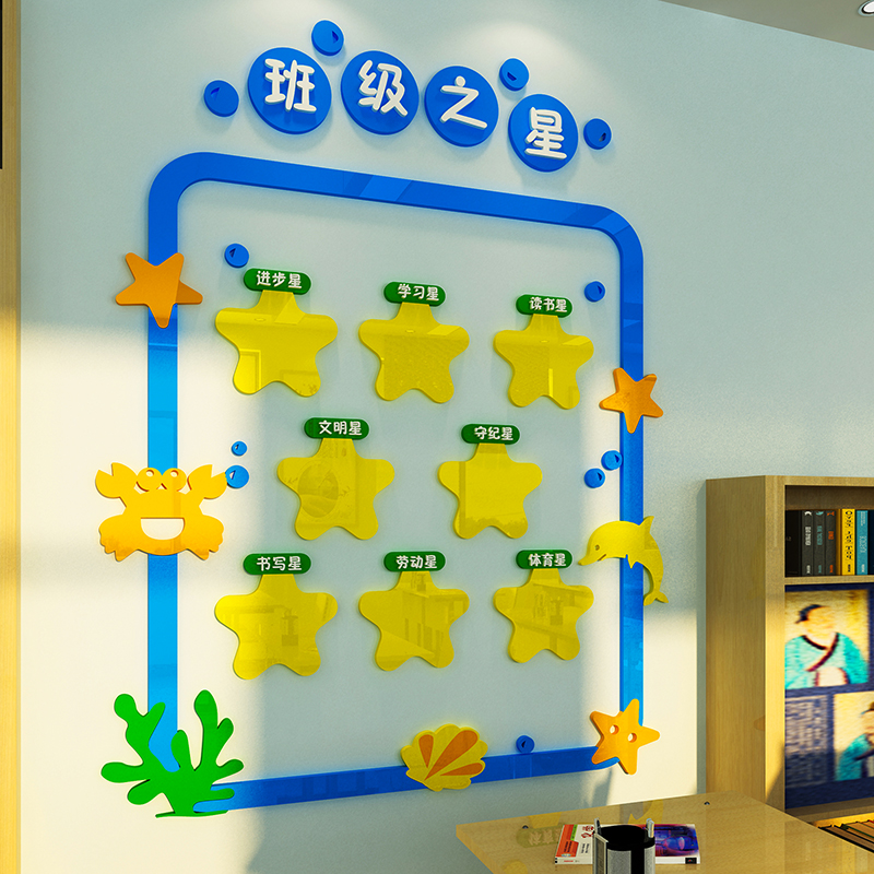 班级之星评比栏墙贴纸教室装饰布置小学文化建设黑板报幼儿园环创