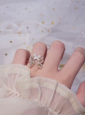 New Design Luxury Butterfly Open Ring for Women Metal Adjust