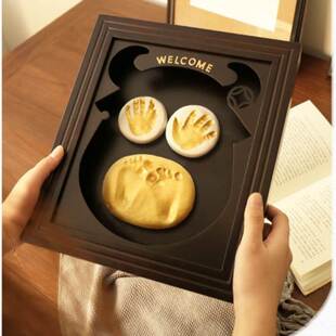 宝宝周岁纪念品定制新生婴儿手脚印摆台100天创意一周岁脚丫印泥r