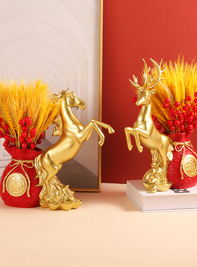 一鹿招财摆件创意轻奢客厅酒柜办公室家居装饰品乔迁店铺开业礼品