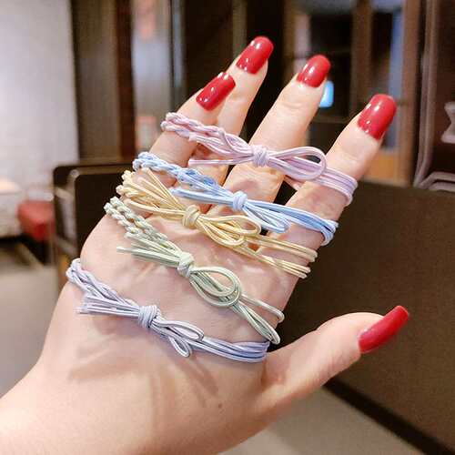 好货Simple Bow Hair Rope Handmade Hair Ring Womens Hair Rub