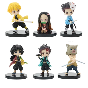 极速6Pcs 7CM Set Slayer Anime Cute Demon Kimetsu Figure