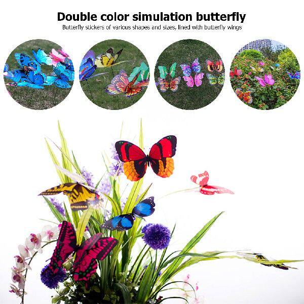 100PCS  Butterfly Stakes Simulation Butterfly Sticker Home