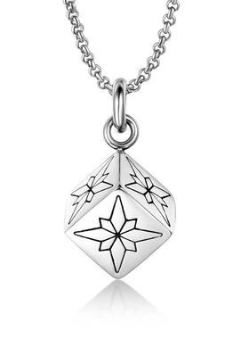 Titanium steel ornament Rice FlBower Pendant Leather Necklac