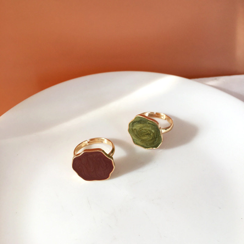 .Fashion Enamel Wide Ring for Women Men Punk Multicolor