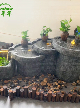 假山磨盘流水庭院公司水景家居流水聚财摆件民宿流水瀑布 景观石