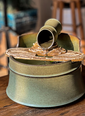 循环水流水摆件日式客厅侘寂风家居饰品桌面陶瓷水景乔迁开业礼物