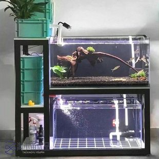 鱼缸架子底座双层承重加厚置物架组合铁艺轻奢家用办公鱼缸灯爆藻