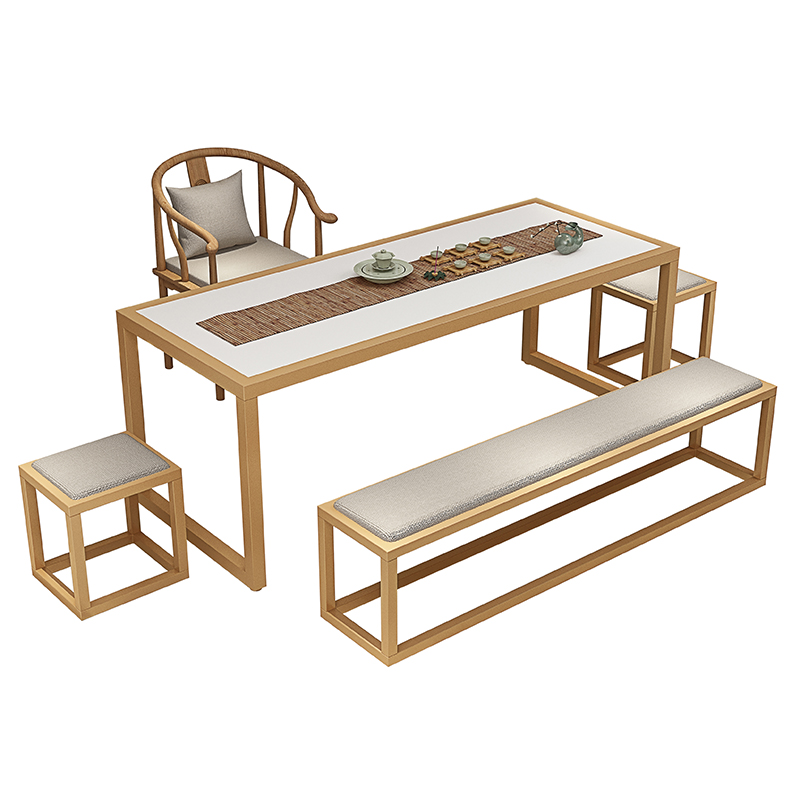 新中式桌椅组合简约现代轻奢禅意功夫会客实木茶台铁艺泡茶桌茶几