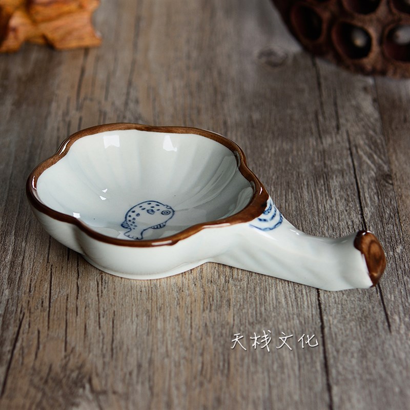 笔洗小砚台多功能陶瓷文房四宝笔搁水墨碟初学盛墨汁