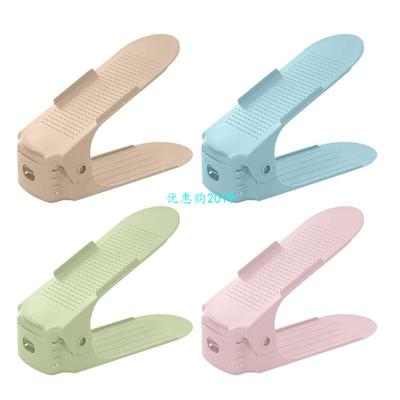 Simple Plastic Double Layer Shoe Rack Adjustable Shoes Holde