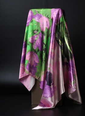 Fashion Hijab Scarf For Women Silk Satin Print Kerchief Head