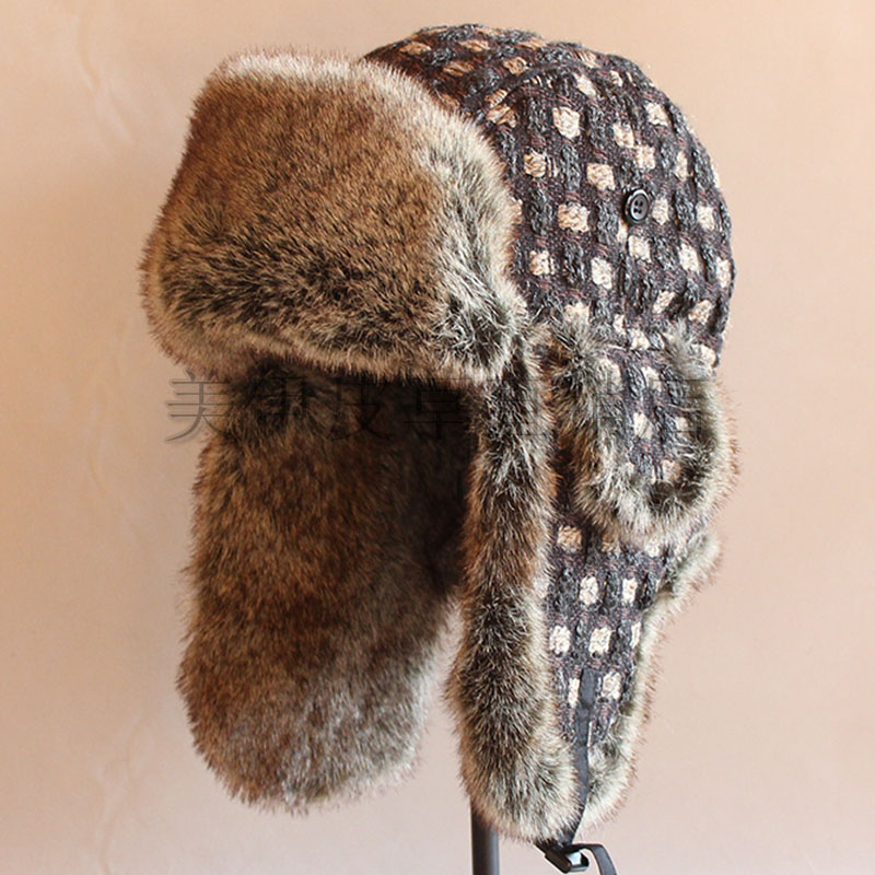 B-8483 Mens Bomber Hats Russia Trapper Ushanka Hats Ear Flap