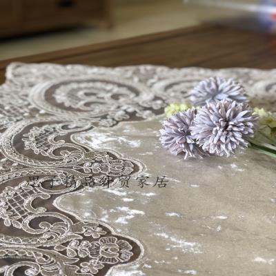 欧式盖布a丝绒蕾丝绣花桌布床头柜电视冰箱茶几茶具沙发遮尘布盖