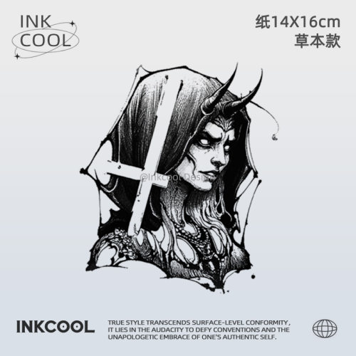 INKCOOL 暗黑魔女纹身贴欧美酷炫防水防汗保持久草本纹身贴IK063
