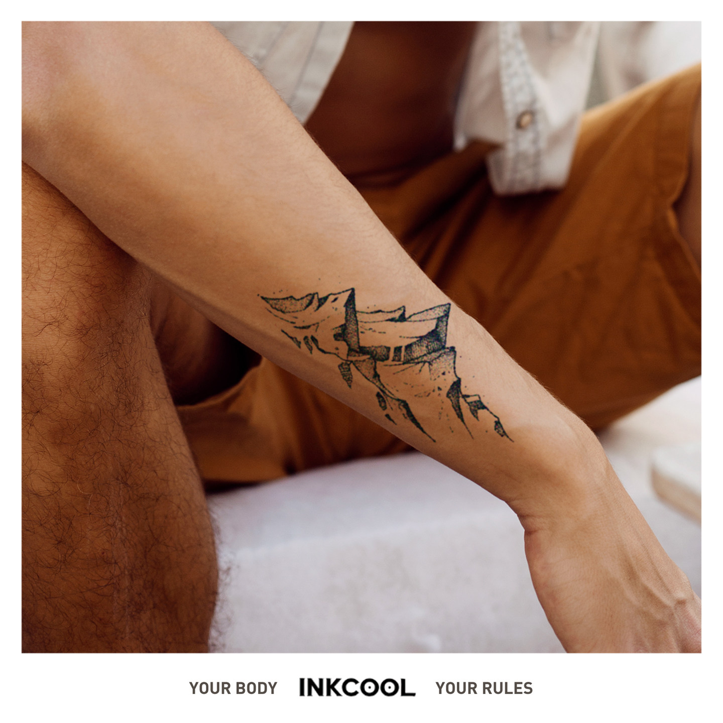 INKCOOL 山峦逸影草本纹身贴原创简约防水防汗持久套装花手臂大图