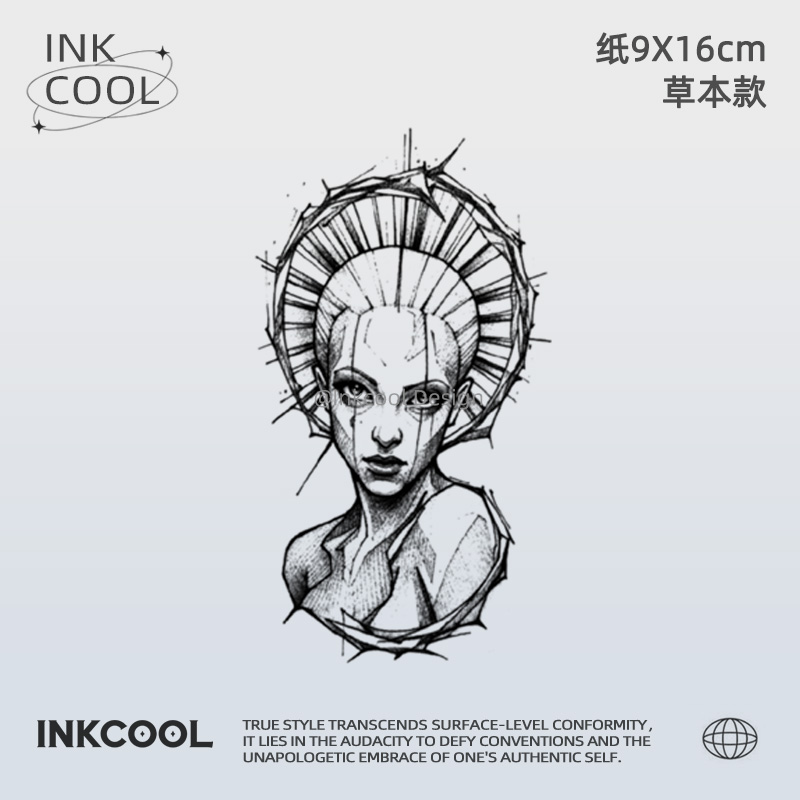 INKCOOL 荆棘女纹身贴男女个性防水保持久植物草本纹身贴IK047