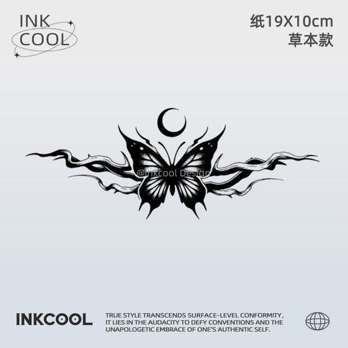 INKCOOL 幻月蝶纹身贴仿真刺青防水保持久草本纹身贴手臂IK031