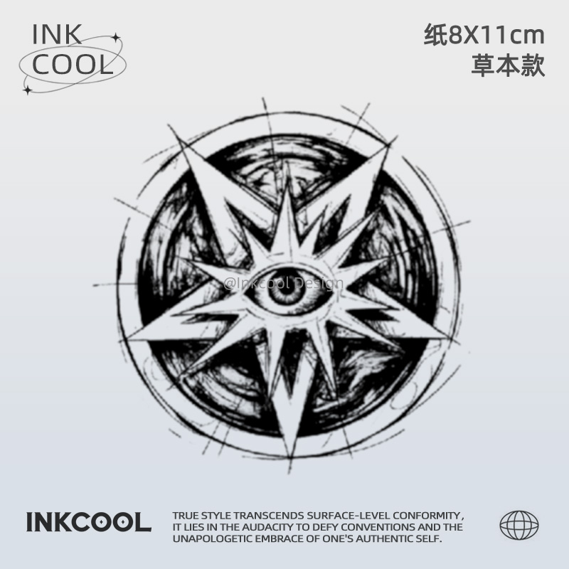 INKCOOL 罗盘之眼纹身贴欧美个性防水持久草本暗黑纹身贴IK045