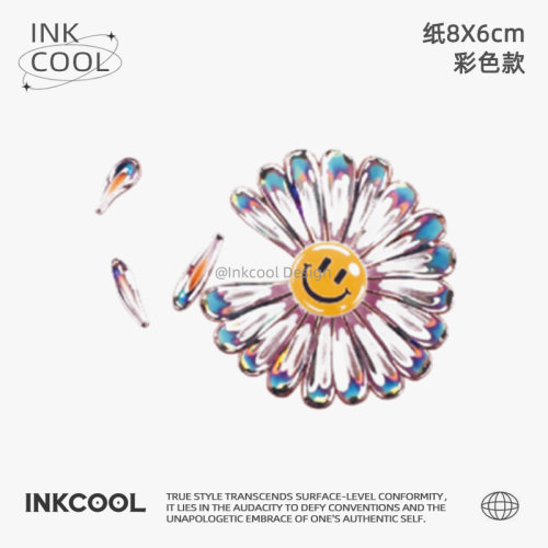INKCOOL 水晶雏菊纹身贴派对立体花朵防水持久彩色纹身贴IC102