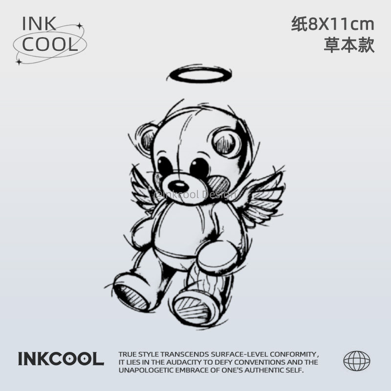 INKCOOL 萌趣小熊纹身贴可爱卡通防水持久草本纹身贴IK028