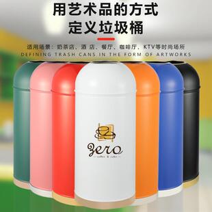 商用垃圾桶锈量钢大号大时容咖啡FQA店奶茶店尚圆形创意子不弹头