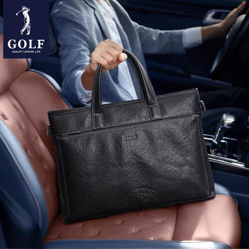 头D2GF1380GOLF男皮士公文包层牛皮大量真15寸电脑包商务文件包手