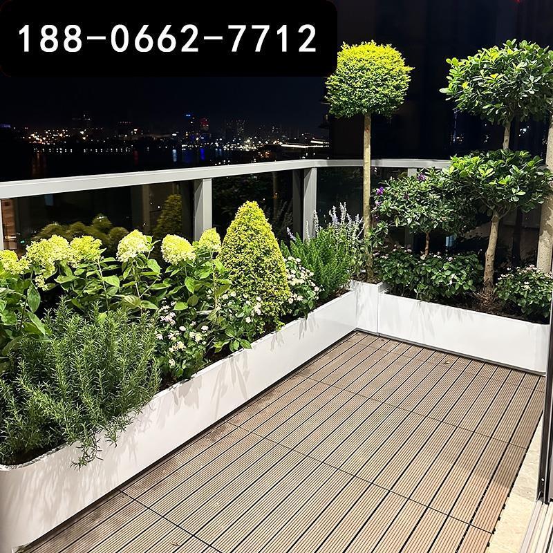 庭院长方形花槽阳台户外不锈钢花箱组合露台金属成品花坛外摆花池