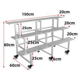 304不锈钢花架层架带轮子可移动室外落地式多肉花架子阶梯式阳台