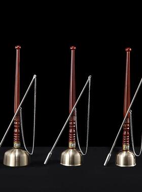 台湾日式纯铜木柄加厚引磬引罄引庆铜磬道场助念法器送布袋包邮