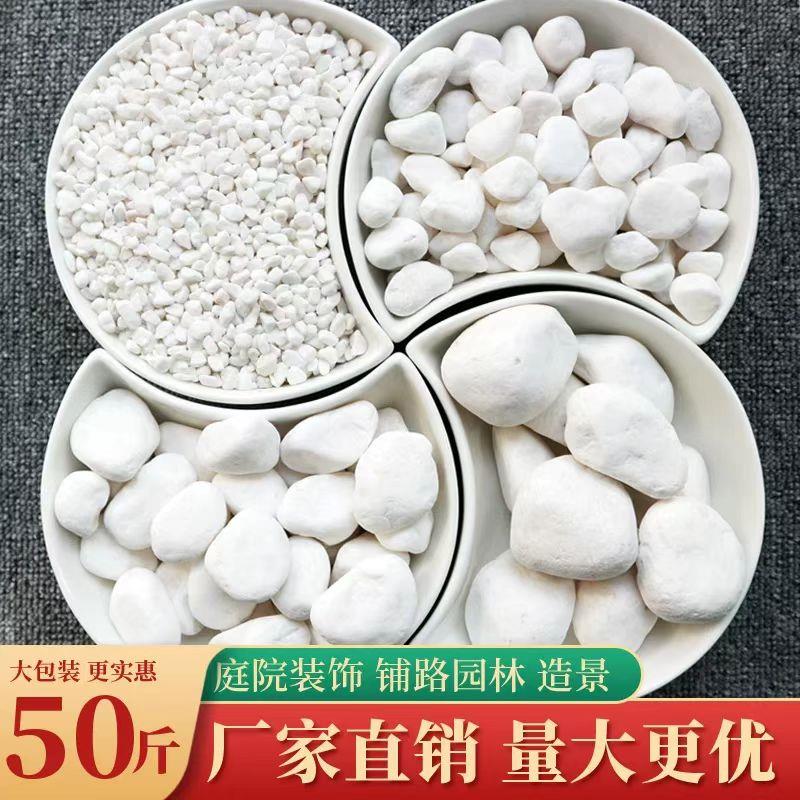 湖北白色石头石子大鹅卵石庭院铺地舖路花园造景鱼缸装饰小白石子