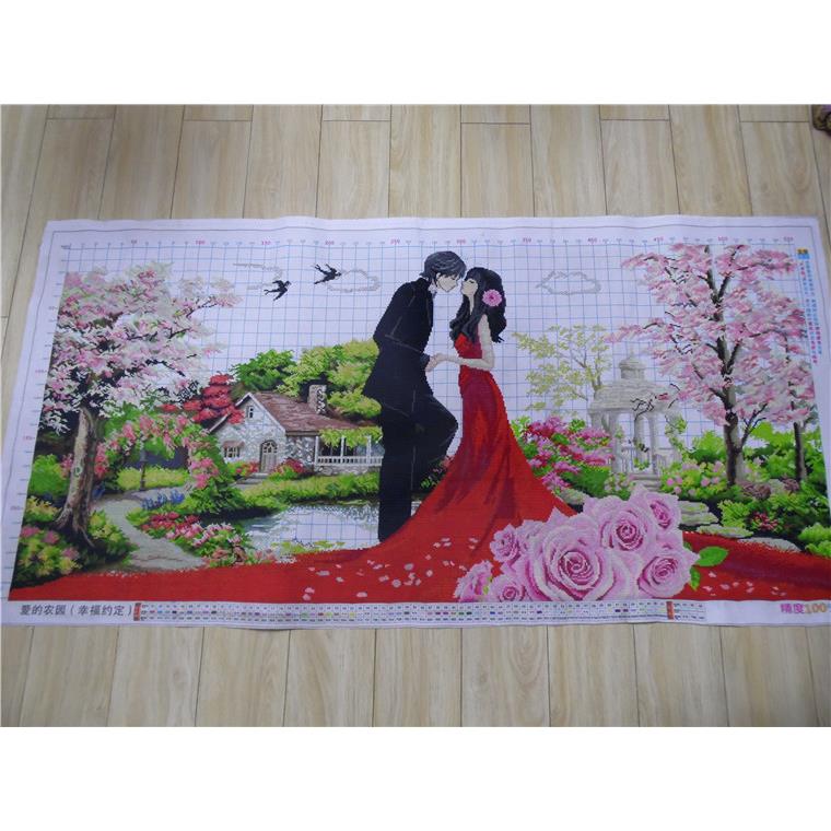 纯手工十字绣成品幸福约定爱的农园庄园喜庆婚礼婚庆结婚卧室挂画