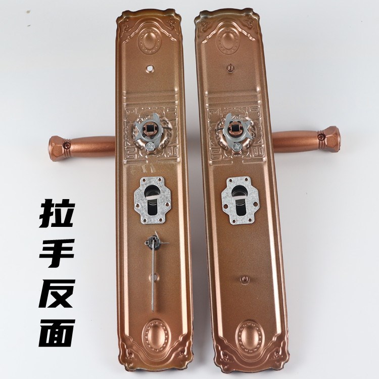 防盗门拉手锁具门锁配件红古铜左右可调大门锁活双活通用型把手