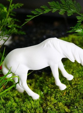 仿真小白马摆件假山园艺花卉盆景水陆微景观造景小马动物装饰摆设