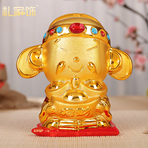 极速镀金招财进宝财神爷陶瓷佛像摆件创意存钱筒存钱罐装饰品摆设