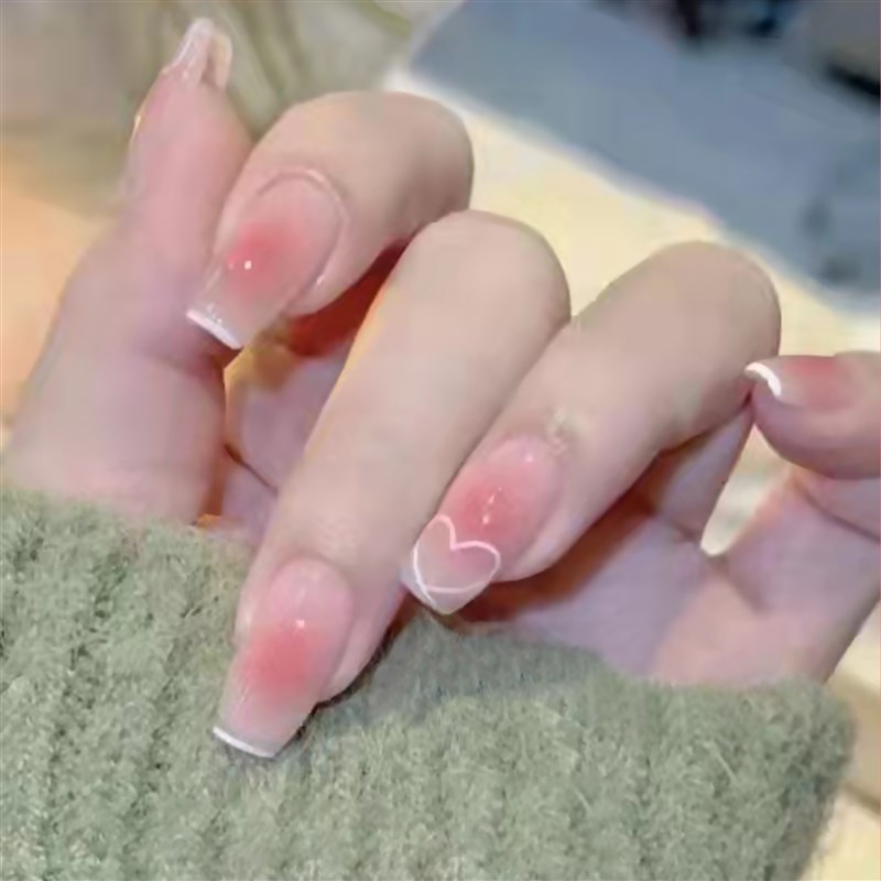 24pcs/box Fake Nails Press on Short Reusable with Designs Se