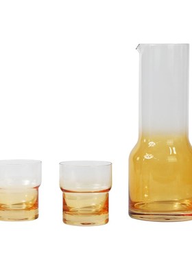 现代简约磨砂雾面玻璃杯冷水壶艺术摆件样板间客厅餐厅吧台装饰品