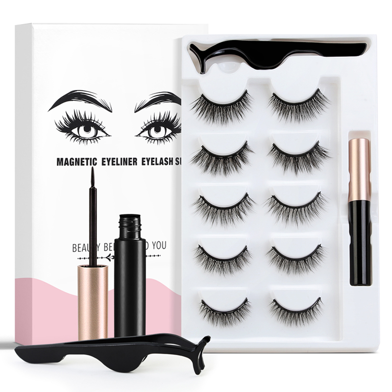 10 Pairs False Eyelashes Magnetic Liquid Eyeliner Fake Eye L