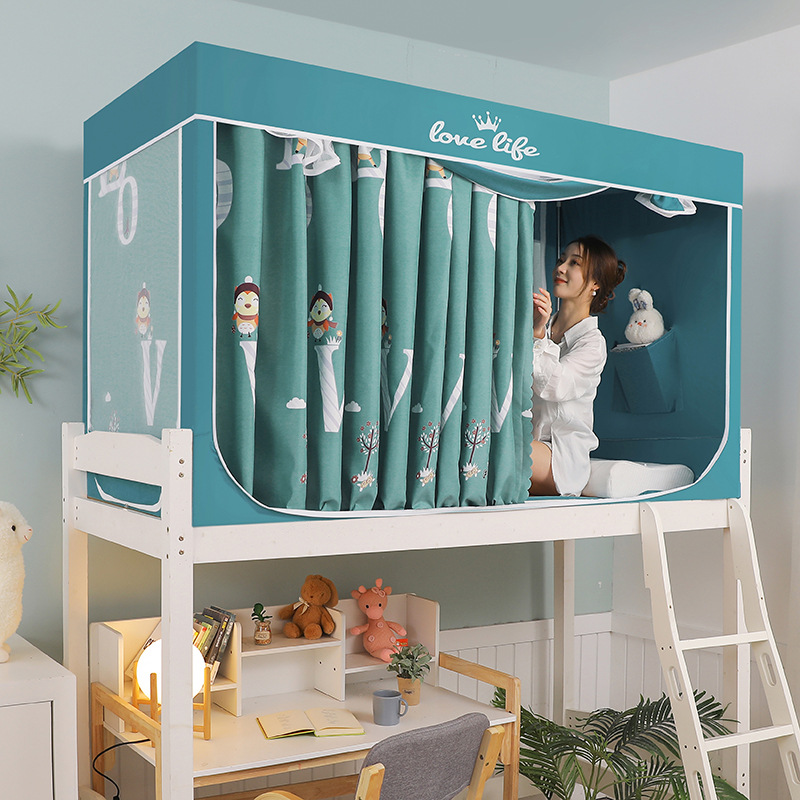 爆品厂促遮光床帘蚊帐一体式学生宿舍上铺布寝室上下铺防全封闭品